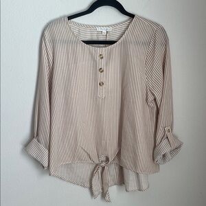 Blu Pepper Beige Striped Blouse